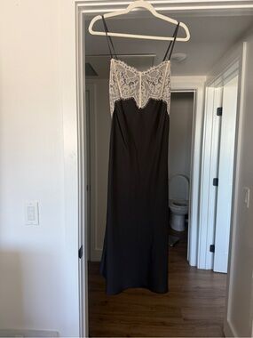Black Slip Dress with Ivory Lace Bodice never worn